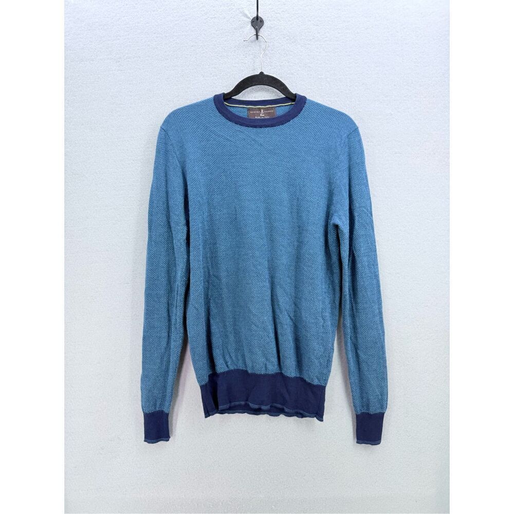 Robert Talbott Mens Blue Merino Wool Made in Italy Knitted Pullover Sweater Smal